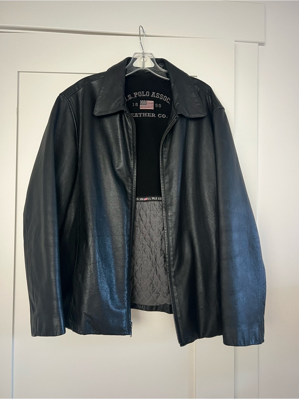 U.S. Polo Assn. Men’s Black Leather Bomber Jacket